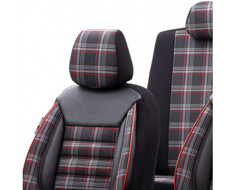 otoM Fabric Seat Cover Set 'Sports' - Black / Red - 11-piece, Image 4