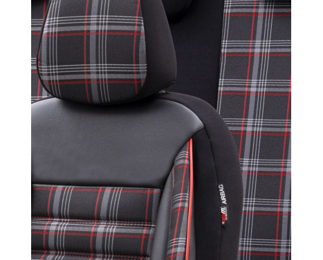 otoM Fabric Seat Cover Set 'Sports' - Black / Red - 11-piece, Image 3