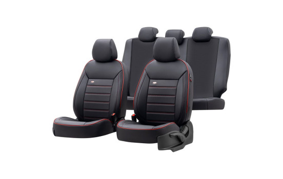 otoM Fuller Seat cover set 'Premium' - Black + Red edge - 11-piece