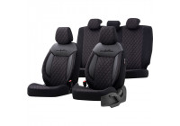 otoM Leather / Velor Seat cover set 'Comfortline VIP' - Black - 11-piece