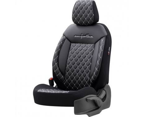 otoM Leather / Velor Seat cover set 'Comfortline VIP' - Black / Gray - 11-piece, Image 4