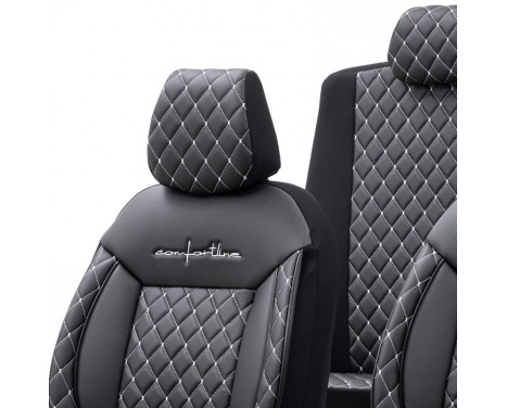 otoM Leather / Velor Seat cover set 'Comfortline VIP' - Black / Gray - 11-piece, Image 2