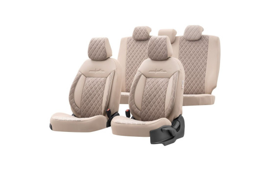 otoM Leather / Velor Seat cover set 'Comfortline VIP' - Cream - 11-piece
