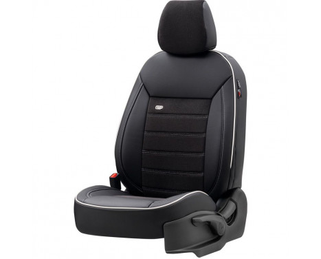 otoM Leather / Velor Seat cover set 'Premium' - Black + White edge - 11-piece, Image 2
