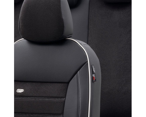 otoM Leather / Velor Seat cover set 'Premium' - Black + White edge - 11-piece, Image 4