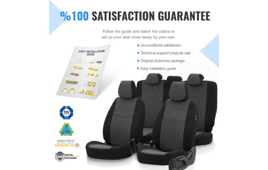 otoM Universal Fabric Seat Cover Set 'SelectedFit Smart' Black - 11-piece - suitable for Side-Air, Image 9