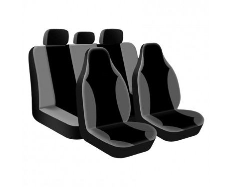 Seat cover set 'Street Racer High' Black / Gray (9-piece) (also suitable for side airbags)