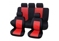 Seat cover set Lisboa 9 pieces black / red