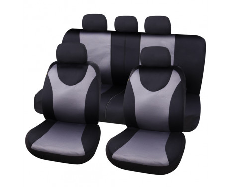 Seat cover set London 9-piece black / gray