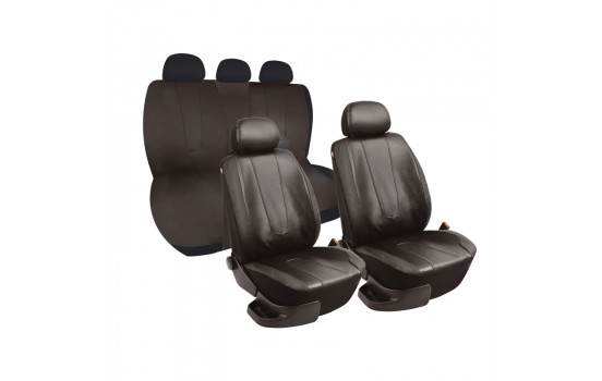 Simoni Racing Seat cover set Type B (complete) - Black Artificial leather - 11-piece