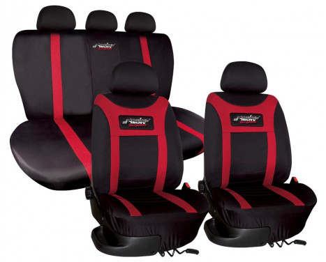 Simoni Racing Seat Coverset Type H - Black / Red - 12-pieces
