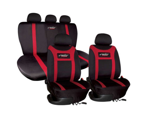 Simoni Racing Seat Coverset Type H - Black / Red - 12-pieces, Image 2