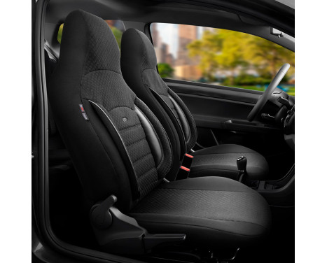 Universal Fabric CityBug Seat Cover Set Sport Plus Black - 9-piece - suitable for Side Airbag