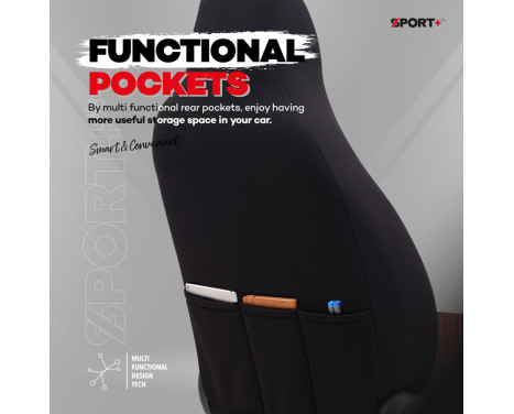 Universal Fabric CityBug Seat Cover Set Sport Plus Black - 9-piece - suitable for Side Airbag, Image 6