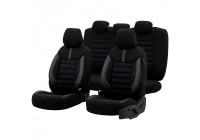 Universal Fabric/Leather Seat Cover Set 'Limited' Black + Blue stitching - 11-piece