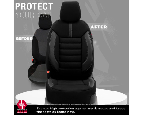 Universal Fabric/Leather Seat Cover Set 'Limited' Black + Gray stitching - 11-piece, Image 7