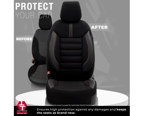 Universal Fabric/Leather Seat Cover Set 'Limited' Black + Red stitching - 11-piece, Image 7