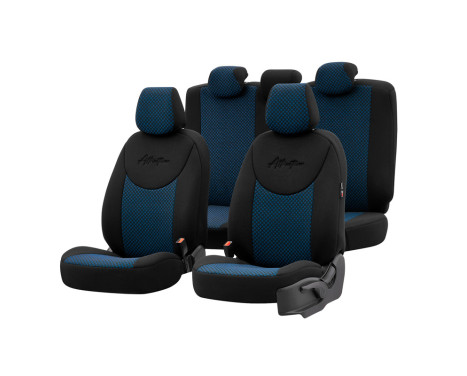 Universal Fabric Seat Cover Set 'Attraction' Black/Blue - 11-piece