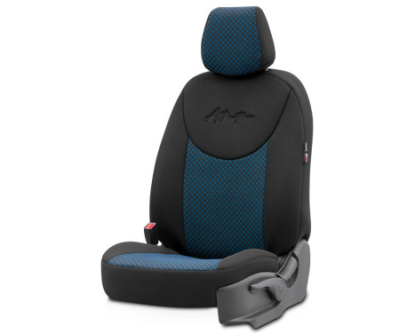 Universal Fabric Seat Cover Set 'Attraction' Black/Blue - 11-piece, Image 3