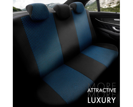 Universal Fabric Seat Cover Set 'Attraction' Black/Blue - 11-piece, Image 4