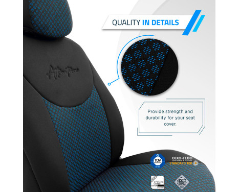 Universal Fabric Seat Cover Set 'Attraction' Black/Blue - 11-piece, Image 11