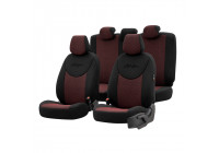 Universal Fabric Seat Cover Set 'Attraction' Black/Burgundy Red - 11-Piece