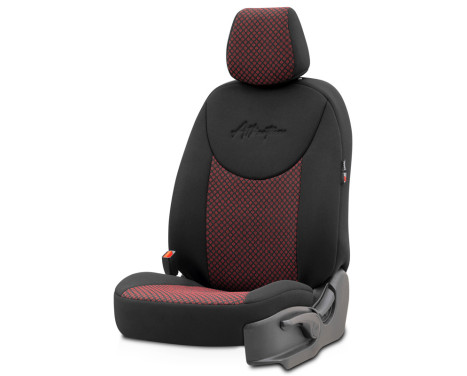 Universal Fabric Seat Cover Set 'Attraction' Black/Burgundy Red - 11-Piece, Image 3