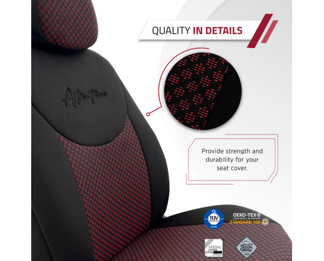 Universal Fabric Seat Cover Set 'Attraction' Black/Burgundy Red - 11-Piece, Image 11