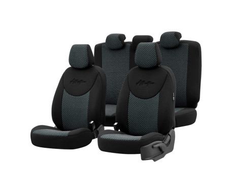 Universal Fabric Seat Cover Set 'Attraction' Black/Grey - 11-Piece