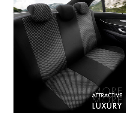Universal Fabric Seat Cover Set 'Attraction' Black/Grey - 11-Piece, Image 4