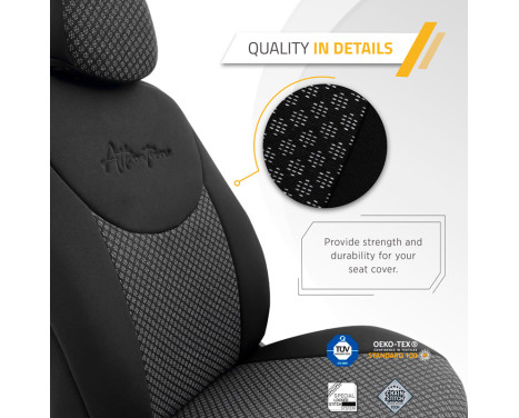 Universal Fabric Seat Cover Set 'Attraction' Black/Grey - 11-Piece, Image 11