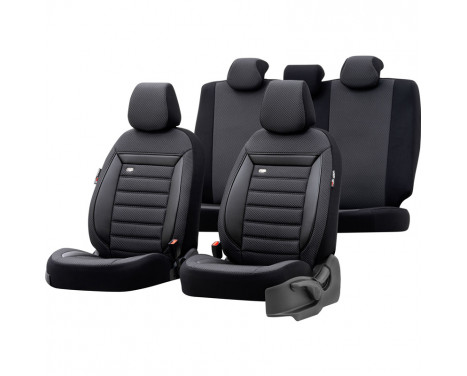 Universal Fabric Seat Cover Set 'Prestige' Black/Anthracite Checkered - 11-piece
