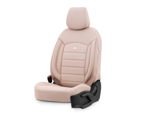 Universal Full Leather Seat Cover Set 'Inspire' Cream - 11-piece, Image 2