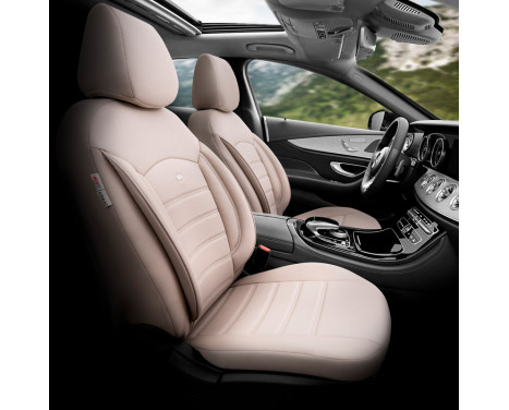 Universal Full Leather Seat Cover Set 'Inspire' Cream - 11-piece, Image 3