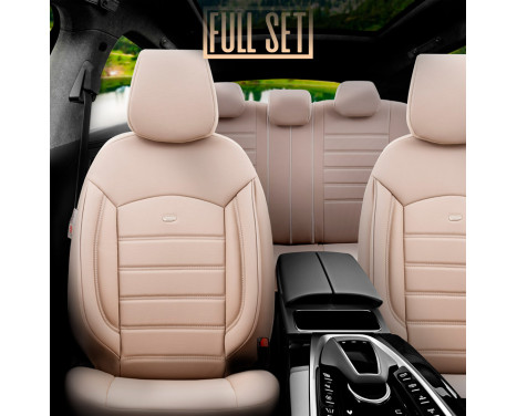 Universal Full Leather Seat Cover Set 'Inspire' Cream - 11-piece, Image 4