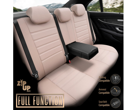 Universal Full Leather Seat Cover Set 'Inspire' Cream - 11-piece, Image 5