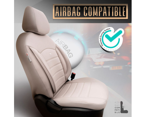 Universal Full Leather Seat Cover Set 'Inspire' Cream - 11-piece, Image 6