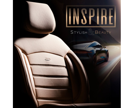 Universal Full Leather Seat Cover Set 'Inspire' Cream - 11-piece, Image 9