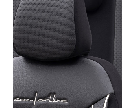 Universal Leather/Cloth Seat Cover Set 'Comfortline' Black/Grey + White edge - 11-piece, Image 5