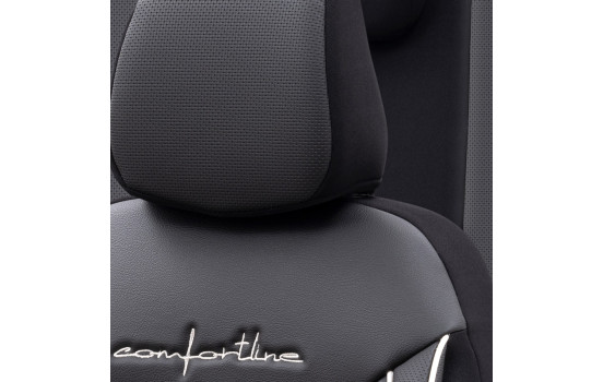 Universal Leather/Cloth Seat Cover Set 'Comfortline' Black/Grey + White edge - 11-piece, Image 5