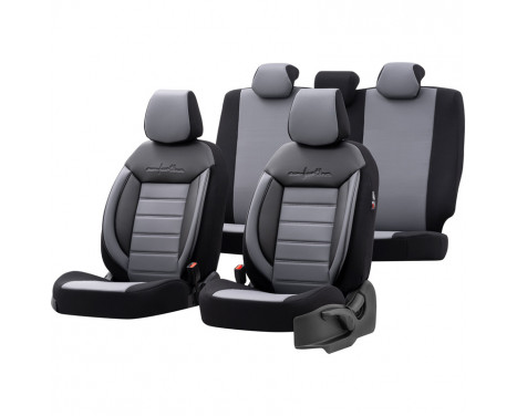 Universal Leather/Cloth Seat Cover Set 'Comfortline' Black/Grey