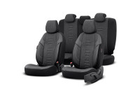 Universal Linen/Leather/Fabric Seat Cover Set 'Throne' Black/Gray - 11-piece - suitable for Side-A