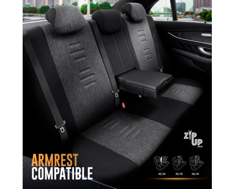 Universal Linen/Leather/Fabric Seat Cover Set 'Throne' Black/Gray - 11-piece - suitable for Side-A, Image 5