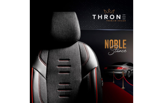 Universal Linen/Leather/Fabric Seat Cover Set 'Throne' Black/Grey/Red - 11-piece - suitable for, Image 9