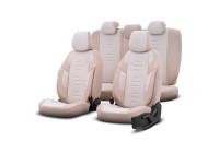 Universal Linen/Leather/Fabric Seat Cover Set 'Throne' Cream - 11-piece - suitable for Side-Air