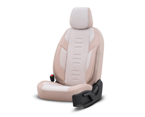 Universal Linen/Leather/Fabric Seat Cover Set 'Throne' Cream - 11-piece - suitable for Side-Air, Image 2