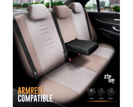Universal Linen/Leather/Fabric Seat Cover Set 'Throne' Cream - 11-piece - suitable for Side-Air, Image 5