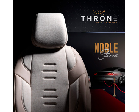 Universal Linen/Leather/Fabric Seat Cover Set 'Throne' Cream - 11-piece - suitable for Side-Air, Image 9