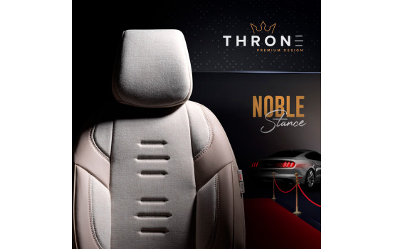 Universal Linen/Leather/Fabric Seat Cover Set 'Throne' Cream - 11-piece - suitable for Side-Air, Image 9