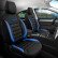 Universal Suede/Leather/Cloth Seat Cover Set 'Iconic' Black/Blue - 11-piece, Thumbnail 2